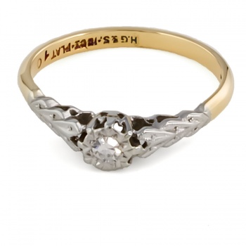 18ct Gold & Platinum Diamond Ring Size L